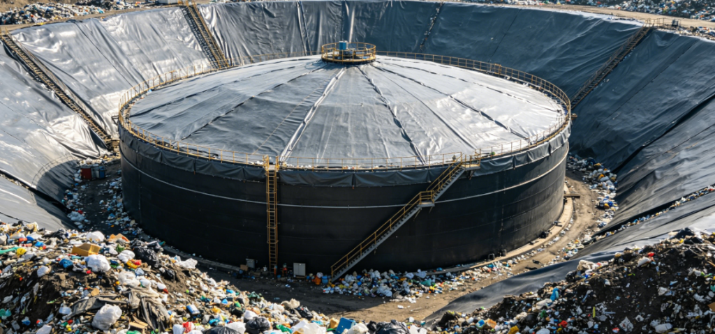 tanque de geomembrana en relleno sanitario con geomembrana HDPE