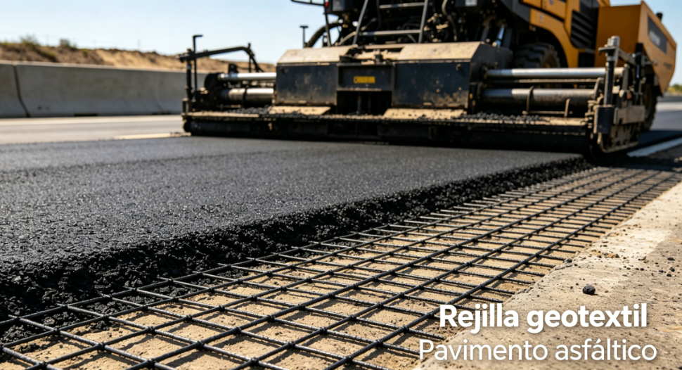 geomalla para asfalto en carretera con refuerzo de suelo en obra vial
