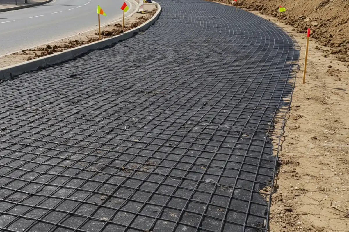 Refuerzo geosintético con geomalla para estabilización de suelos en carreteras