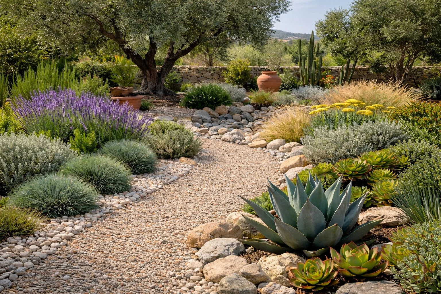 antihierbas geotextil para proyecto de jardinería con grava decorativa